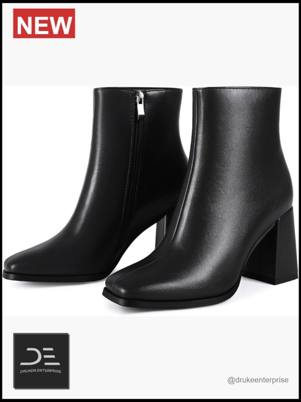 Women's Square Toe Ankle Boots Chunky Block Heel Mid Heel Dressy Booties for
